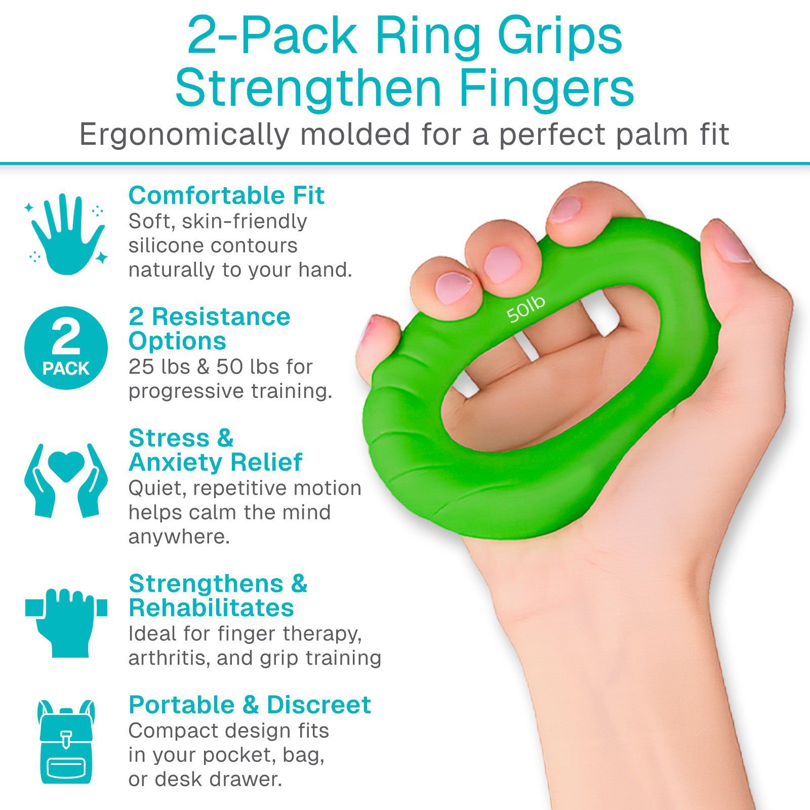 Ergonomic Ring Grips - Hand & Forearm Strength