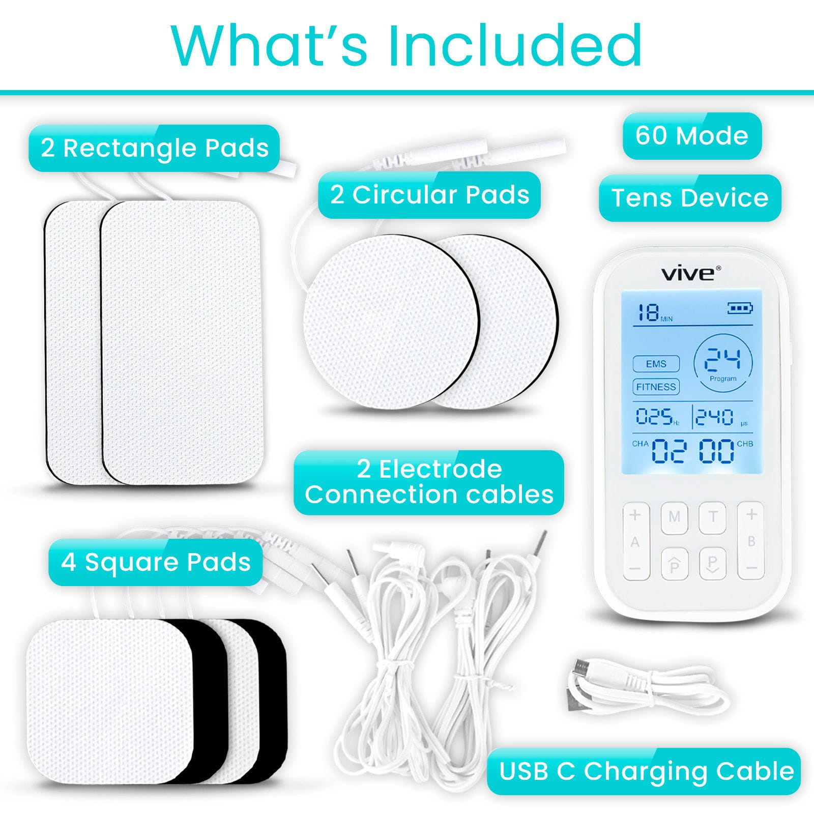 60-Mode TENS and EMS Unit