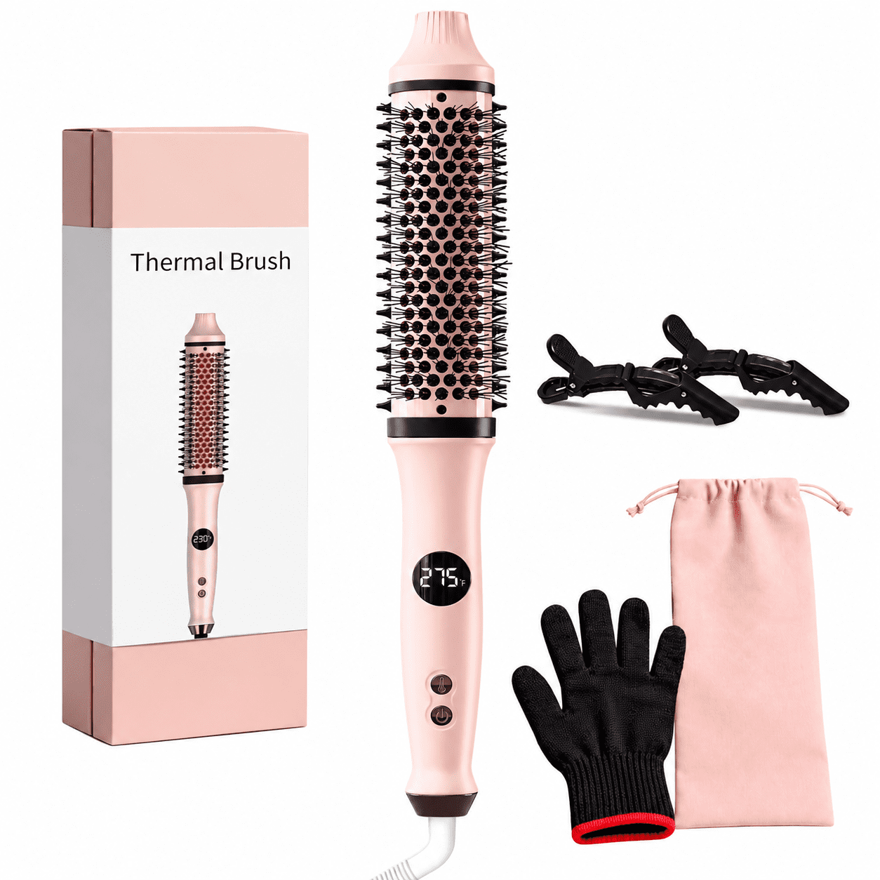 BRBR 1.7" Infrared Heated Round Thermal Brush – 30s Fast Heating, Negative Ions, Dual Voltage, Non-Blowing Styler for Women, All Hair Types