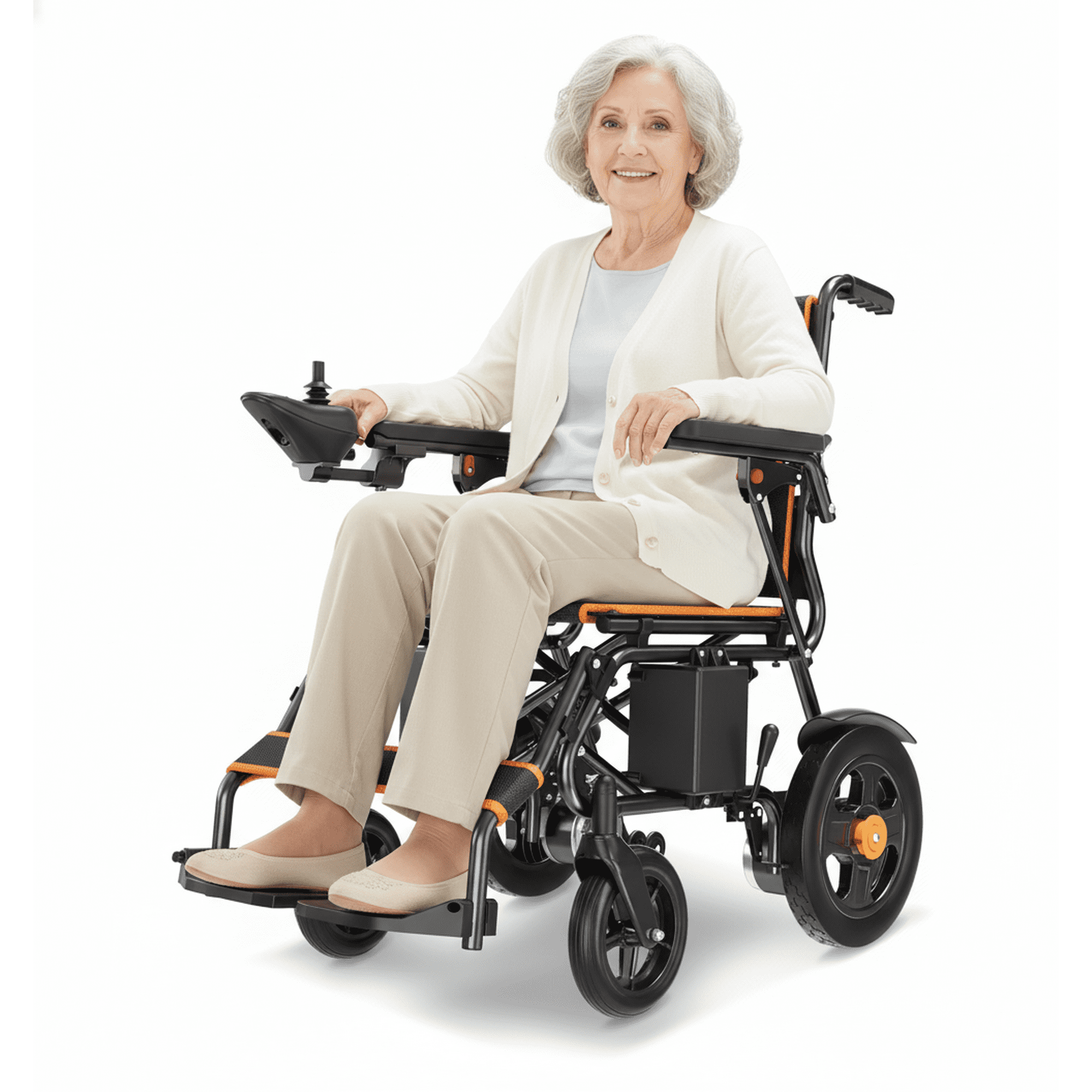 Laxodor 20 Miles Long-Range Electric Wheelchair for Adults, Lightweight Foldable Electric Wheelchair, All Terrain Motorized Wheelchair with 360°Joystick, EABS Anti-Slip & Electric Brakes