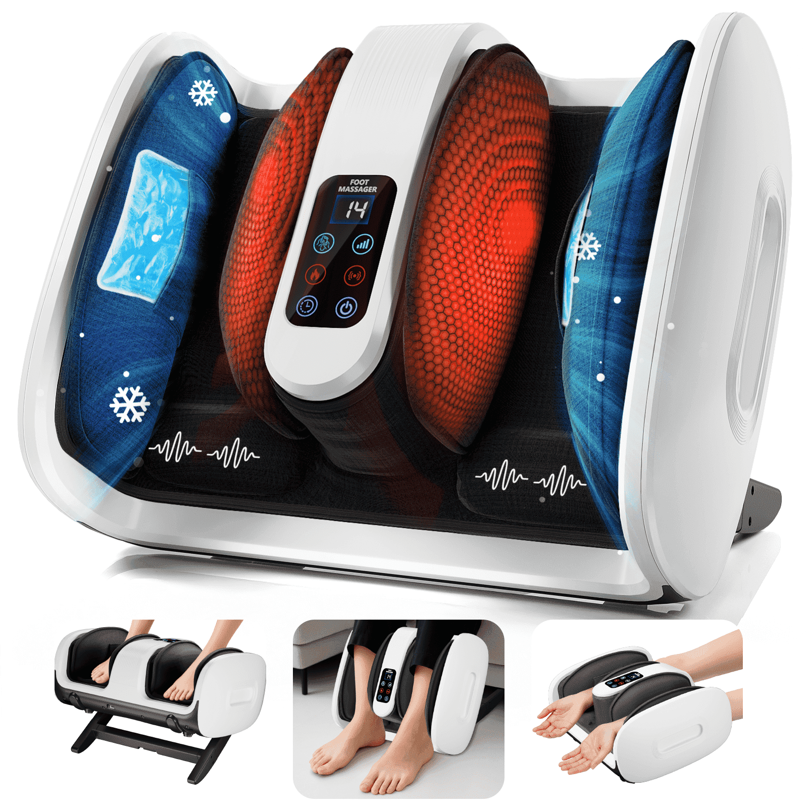 Laxodor Foot Massager - 3-in-1 Shiatsu Massager with Heat and Cold Pack - for Ankle, Calf and Plantar Fasciitis, Relax at Home or Desk, FSA HSA Eligible